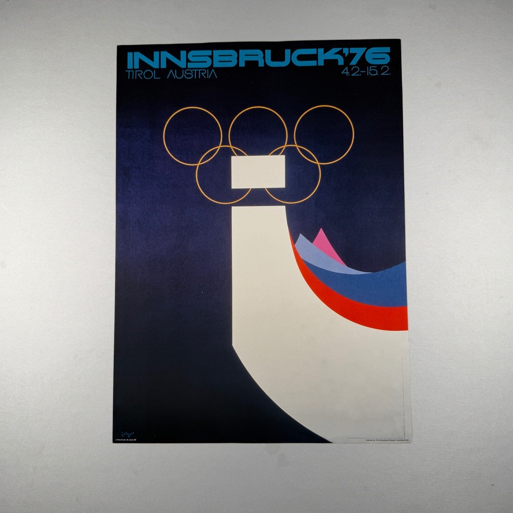 1976 Innsbruck Winter Olympics Poster IOC Repro Arthur Zelger Modernist 13x18